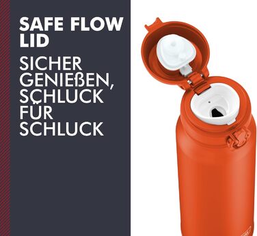 Термос Ultralight 0.5л, нержавіюча сталь, зберігає тепло 10 год / холод 20 год, абсолютно герметичний, для води, чаю, безалкогольних напоїв (Glowing Orange Mat)