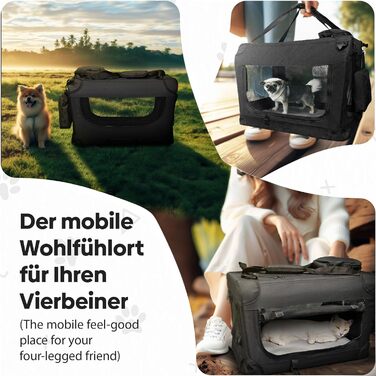 Транспортна переноска для собак та котів DEFACTO, XXL, 91x63x63 см, чорна