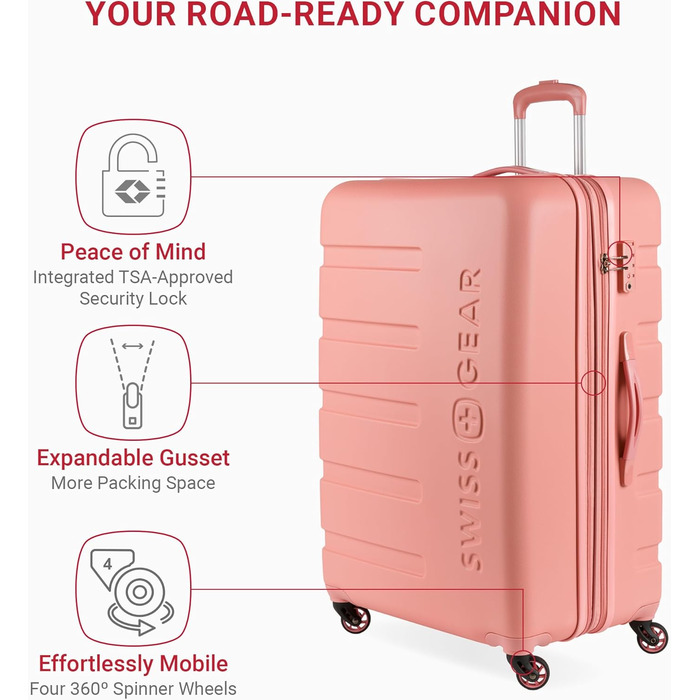 Чемодан SwissGear 7366 Hardside з розширенням та спін-колесами, середній, 23 дюйми, коралловий мандарин