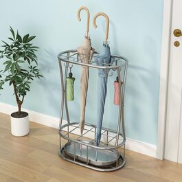 Металева підставка для парасоль та тростинок Shakub, 2 слоти, срібляста, 25x25x50 см