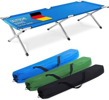 GOODS+GADGETS Folding Army Field Bed - Aluminum - Folding Camping Bed & Guest Bed Blue