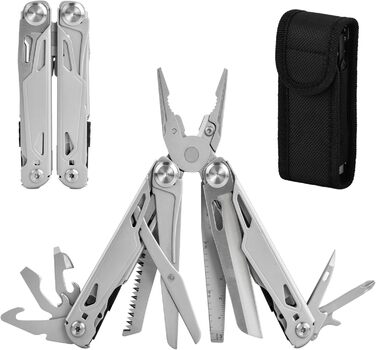 Багатофункціональний інструмент 17-в-1: плоскогубці, викрутки, ніж, пилка. З нержавіючої сталі. Для дому, відпочинку на природі, кемпінгу. Чудовий подарунок для чоловіків