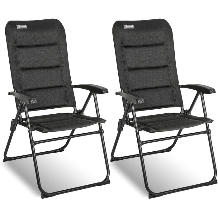 Крісло для кемпінгу Homecall складне, 150 кг, для саду, балкону, риболовлі, чорне. Регульована спинка, з підлокітниками.