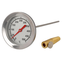 Lantelme 500°C Stainless Steel Thermometer with 30cm Probe and Brass Cone for Mounting | For Wood-Fired Oven, Pizza Oven, Oven, Back Oven, Grill, BBQ, and Smoker | Analog Oven Temperature Measurement