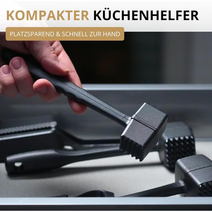 Молоток для м'яса Westmark Robusto Black Edition, алюміній з антипригарним покриттям, 21,5 см, сріблястий