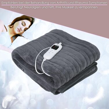 Електрична гріюча ковдра Zilan з автовимкненням | Ковдра для тепла | XXL 180 x 160 см | Таймер | Можна прати при 40°C | 9 температурних режимів | З пультом дистанційного керування | Тепла ковдра | Підігріваюче підстилка | Тепла ковдра