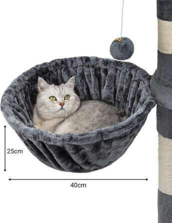 Крісло-лежанка для кота з м'якого плюшу, Ø 40 см, глибина 25 см, підходить для будь-якого котячого будиночка, з металевим кріпленням M8, для котів будь-якого розміру, (25 см глибина, темно-сірий)