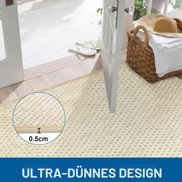 Килимок для ванної кімнати Badteppich Chenille, протиковзкий та вологопоглинаючий, 50x150 см, бежевий