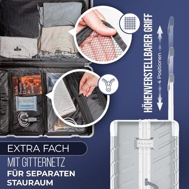 LETTOO Hartschalenkoffer середній 72L з алюмінієвим каркасом | Валіза-тролей з міцним корпусом та кріпленням для сумок [ВОДОНЕПРОНИКНА] Захист кутів (Срібний, валіза-тролей 24 дюймів)