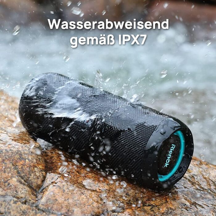 Портативна Bluetooth колонка RIENOK з підсвічуванням, IPX7, 3600 mAh, чорна
