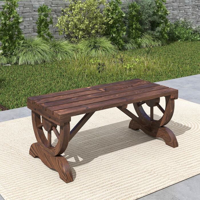 Outsunny дерев'яна лавка для саду, стійка до погодних умов, 98 x 50 x 39,5 см, рустикальна лавка для саду, довговічна та стильна