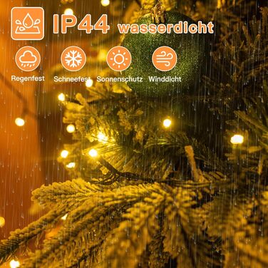 Ланцюжок прикрас Ollny з 150 LED, 15 м, тепле біле світло, IP44, для саду, вечірки, Нового року (зелений кабель)