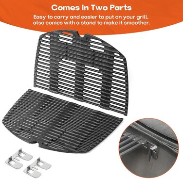 Решітка для гриля Weber Q300, Q320, Q3000, Q3100, Q3200 Onlyfire - чавун, заміна 7646 (2 шт.)