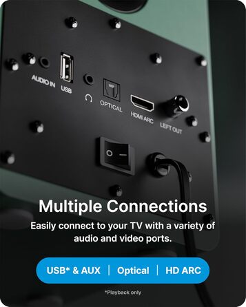 Активні колонки Majority D50X | 60W, Bluetooth 5.3, HDMI ARC, AUX | Hi-Fi стерео система для ПК та дому | Студійний монітор з вуфером з вуглецевого волокна (Зелений)