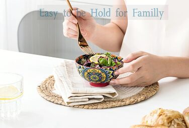 Набір супових тарілок Henten Home, 4 шт. - 360 мл, кераміка, для супу, десерту, морозива, богемний стиль