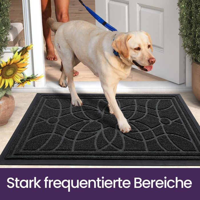 Килимок для дому та вулиці DEXI, 90 x 150 см, чорний, антиковзаючі, миється, для входу, балкону, тераси