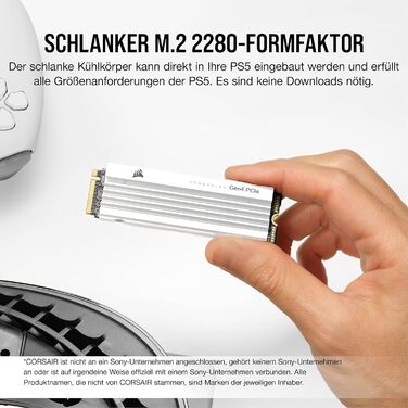 SSD Corsair MP600 PRO LPX 4TB M.2 NVMe PCIe Gen4 - Оптимізовано для PS5, 7100 МБ/с (білий)