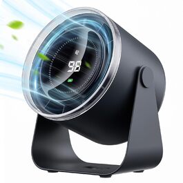 Вентилятор WSKEN з акумулятором - турбо режим, цифровий дисплей, 100 швидкостей, портативний настільний вентилятор, 115° обертання, потужний потік повітря, тиха робота, міні вентилятор для офісу, на вулицю, блакитний/чорний