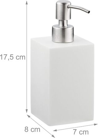 Дозатор для мила Relaxdays 300 мл, наповнюваний, для ванної/кухні, білий, з нержавіючою сталею