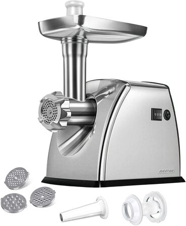 М'ясорубка електрична MPM MMM-07M професійна, нержавіюча сталь, 3 диски (3/5/7 мм), насадка для ковбас, реверс, 1800 Вт