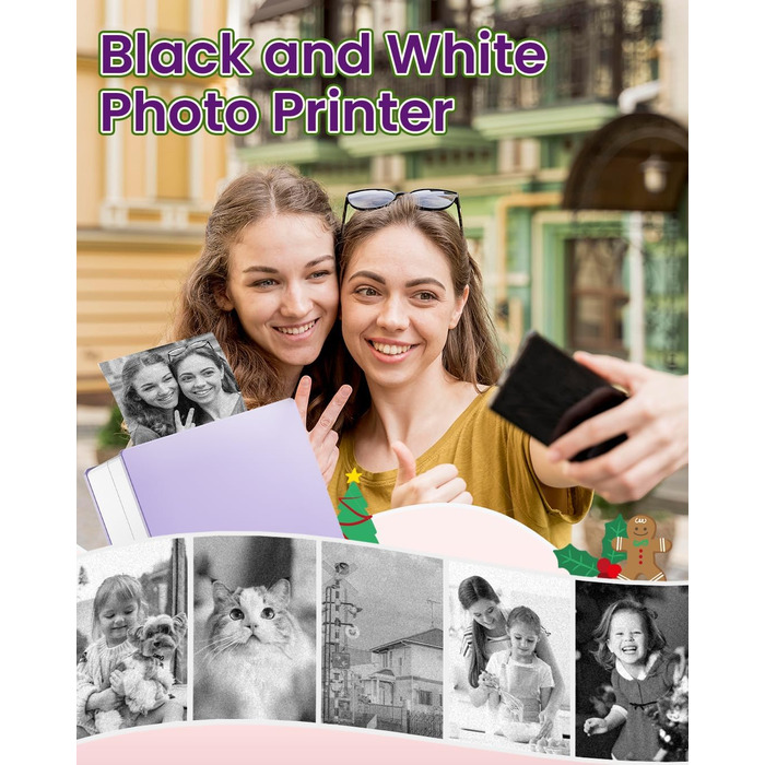 Phomemo Mini Drucker: Портативний термальний фотодрук, USB, сумісний з Android/iOS, для щоденників, навчання, DIY, зелений, M02, з рулоном паперу