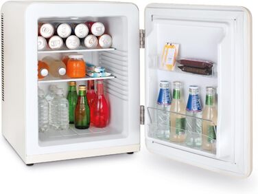 Міні-холодильник H.Koenig Mini Bar Vintage 31L - компактний, для їжі, напоїв, косметики, регульована температура, кремовий