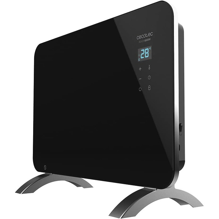 Конвектор Cecotec Ready Warm 6670 Crystal Connection з глянсовою панеллю, 1000W, WiFi, термостат, таймер, підставка, для ванної кімнати (IP24), безшумний, чорний
