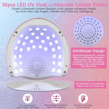 LED UV лампа для нігтів NAILGIRLS 150W з таймером, датчиком та LCD дисплеєм. Підходить для гель-лаку, пальців та нігтів. Рожевий колір.