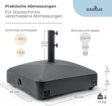 Osoltus umbrella stand 55 x 55cm on wheels, fillable, 43kg