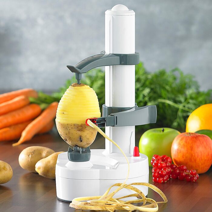 Rosenstein & Söhne Electric Peeler: Electric Fruit and Vegetable Peeler, Stainless Steel Blade (Apple Peeler, Potato Peeler, Automatic)