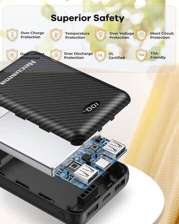 Powerbank для підігрівальної жилетки 5V 3A 12000mAh USB, сумісний з Techstuph, vapesoon, burngogo (не для жилеток 7.4V/12V DC), чорний