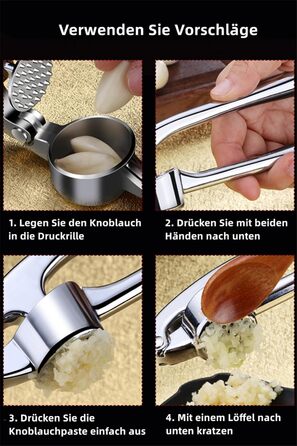 Прес для часнику, кухонний інструмент з зручною ручкою – Ефективний інструмент для отримання часникової пасти – Легко миється Garlic Press