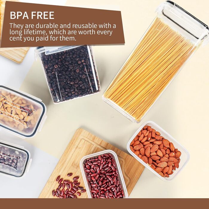 36 пластикових контейнерів Skroam з кришкою - контейнери для зберігання з кришкою, BPA-free, для крупи, борошна, цукру, макаронів та організації кухні