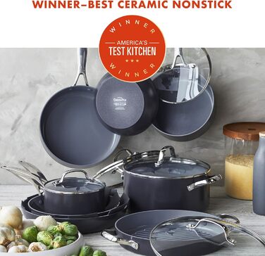 GreenPan Valencia Pro 16-Piece Cookware Set with Harteloxed, Healthy, Ceramic Non-Stick Coating, PFAS-Free, Induction, Dishwasher Safe, Oven Safe, Gray Cookware Set