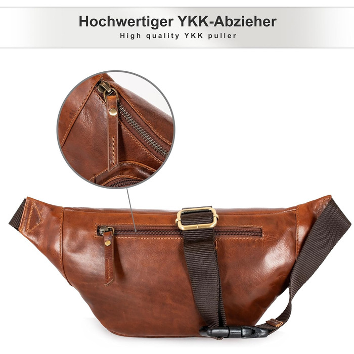 Чоловіча поясна сумка Marc Peter® Varadero з натуральної шкіри Наппа | Перехресна сумка на пояс для чоловіків та жінок | Шкіряна сумка через плече | Hip Bag | Колір: Восковий коричневий