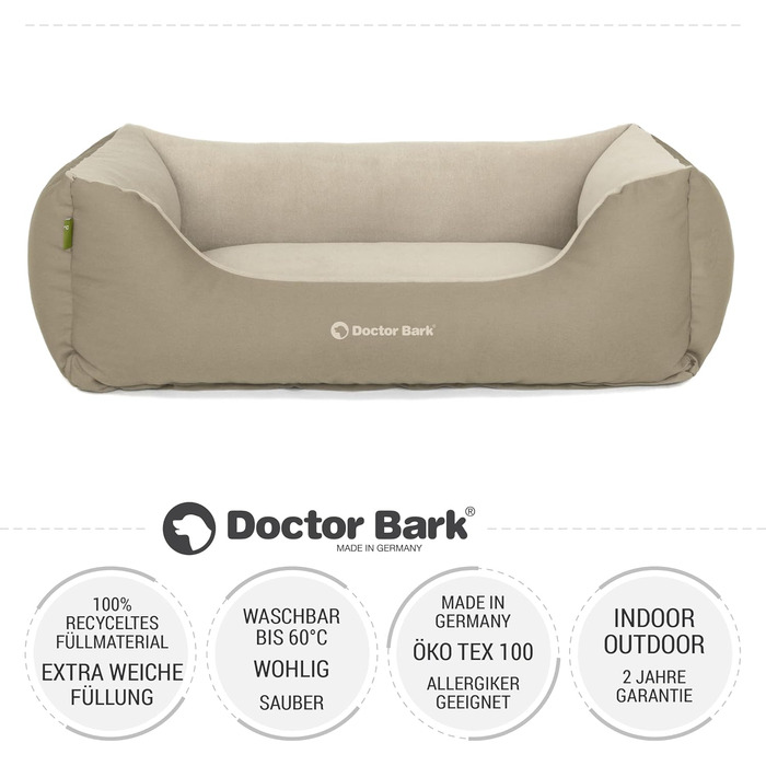 Крісло-ліжко для собак Doctor Bark - GreenLabel (S, 74x55 см) - м'яке, зручне, зелено-коричневе