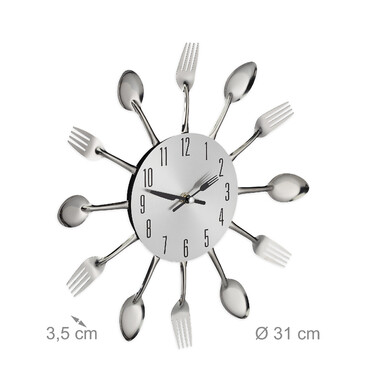Relaxdays Wall Clock Cutlery