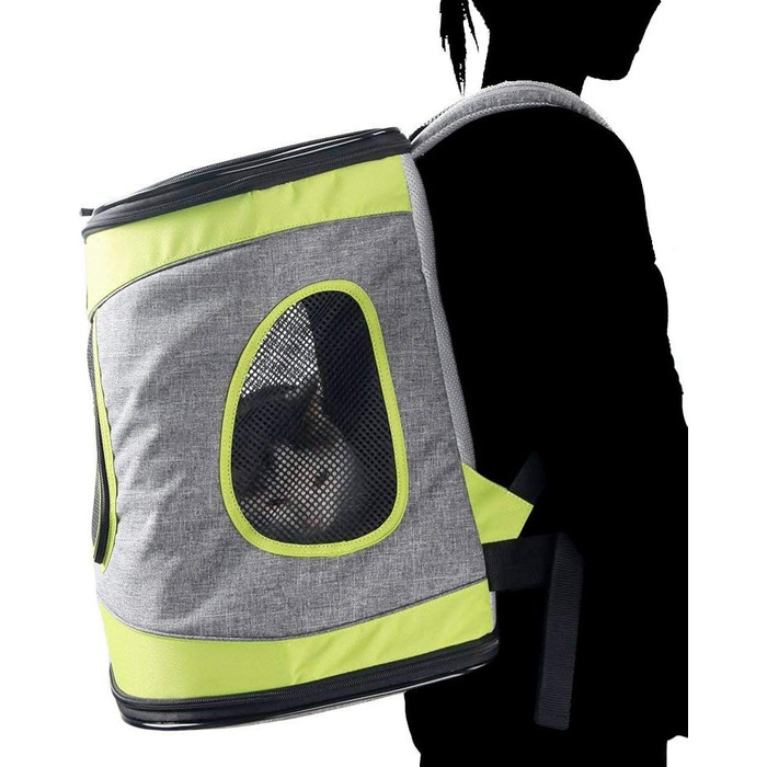 Складана переносна переносна коробка для собак і котів. Транспортна сумка для автомобіля та авіаперельотів. Рюкзак для тварин, сірий та техногортий колір.