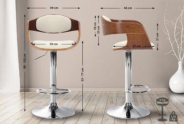 Kingston Adjustable Bar Stool with Faux Leather Seat - Walnut/White Finish