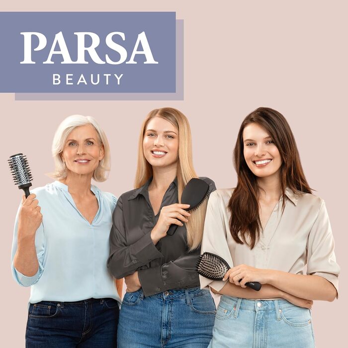 Пензлик для волосся PARSA Beauty Professional з активними компонентами – для випрямлення та догляду за волоссям. Підходить для кучерявого та довгого волосся (кругла щітка 25 мм, Лотос + цинк)