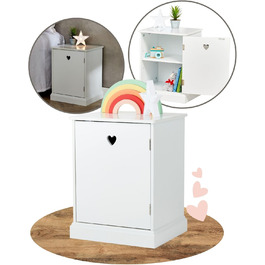 Standing Mirror for Children, Ages 3-7, Wooden Children's Mirror, Nursery, Children's Mirror with Storage, Girls' Freestanding Standing Mirror White, Christmas Gifts (Children's Nightstand)