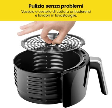 Фритюрниця Chefman 2L Mini – компактна, чорна, з антипригарним кошиком, цифровим таймером та індикатором струсу