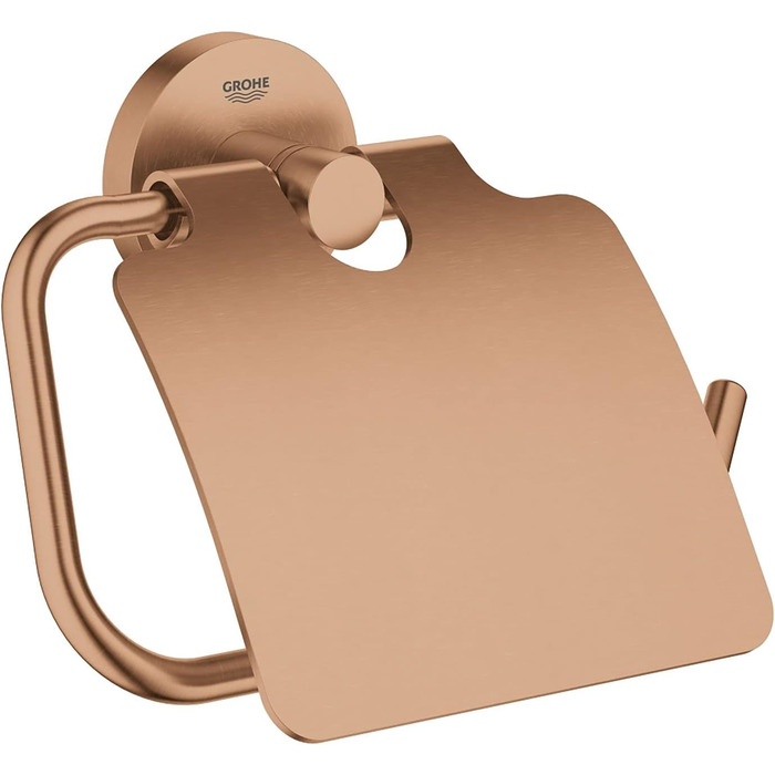 GROHE Essentials Toilet Paper Holder - No Drill Mounting, Adhesive, Brushed Warm Sunset Finish