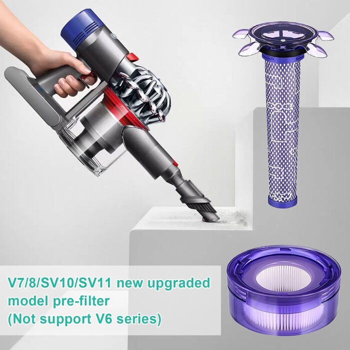 Прозорий контейнер для пилу Dyson V7 / V8, аксесуар для пилососа Dyson, з попереднім фільтром, фільтром та щіткою для очищення