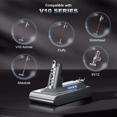 Замінний акумулятор V10 6000mAh для пилососів Dyson V10, SV12 Animal Absolute Motörhead Fluffy Total Clean (Не сумісний з Dyson SV10)