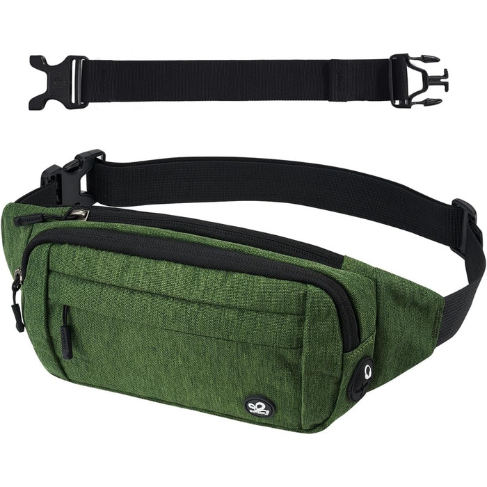 Сумка на пояс Waterfly: чоловіча/жіноча, спортивна, для подорожей, прогулянок з собакою, на пояс, з регульованим ремінцем (темно-зелена)