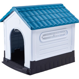 Lanco Small Dog Crate - Indoor/Outdoor Pet Kennel with Ventilation - Durable Blue & White 68x55x66cm