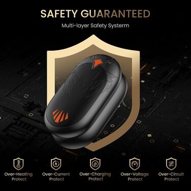 Електричні грілки для рук 2 шт. з підзарядкою USB, портативні кишенькові грілки 2-в-1 з 3 режимами нагріву, 24 години тепла, багаторазові, для активного відпочинку взимку, чорні, з магнітом