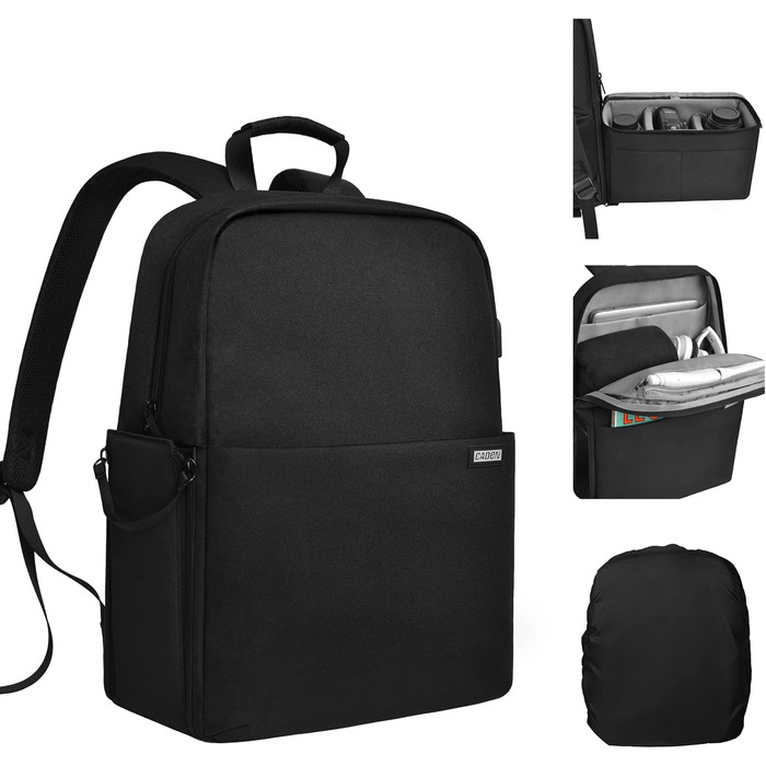 Чохол для камери CADeN, ватерпроф, з двома відділеннями, сумісний з Canon, Nikon, Sony - чорний (L)