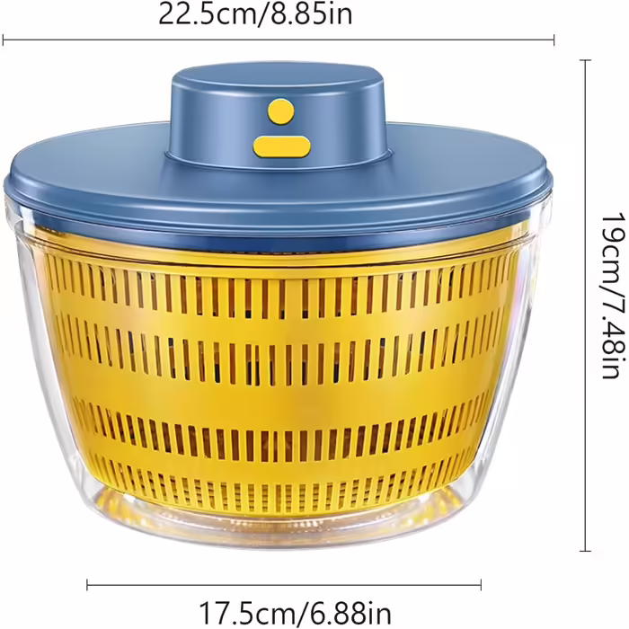 Automatic Salad Spinner, USB Wireless 4000ml Salad Spinner Dehydrator for Fruits and Vegetables, Salad Bowl for Serving, Quickly Drains Kitchen Helper in Trendy Color, Long Standby Time (Blue)